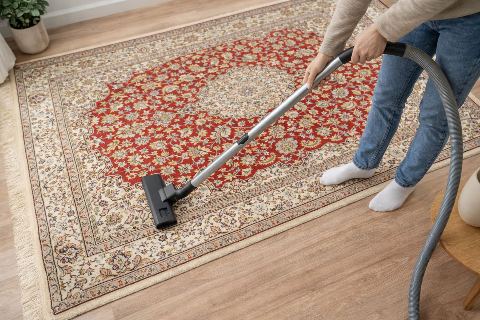 Teppichpflege durch regelmäßiges Staubsaugen