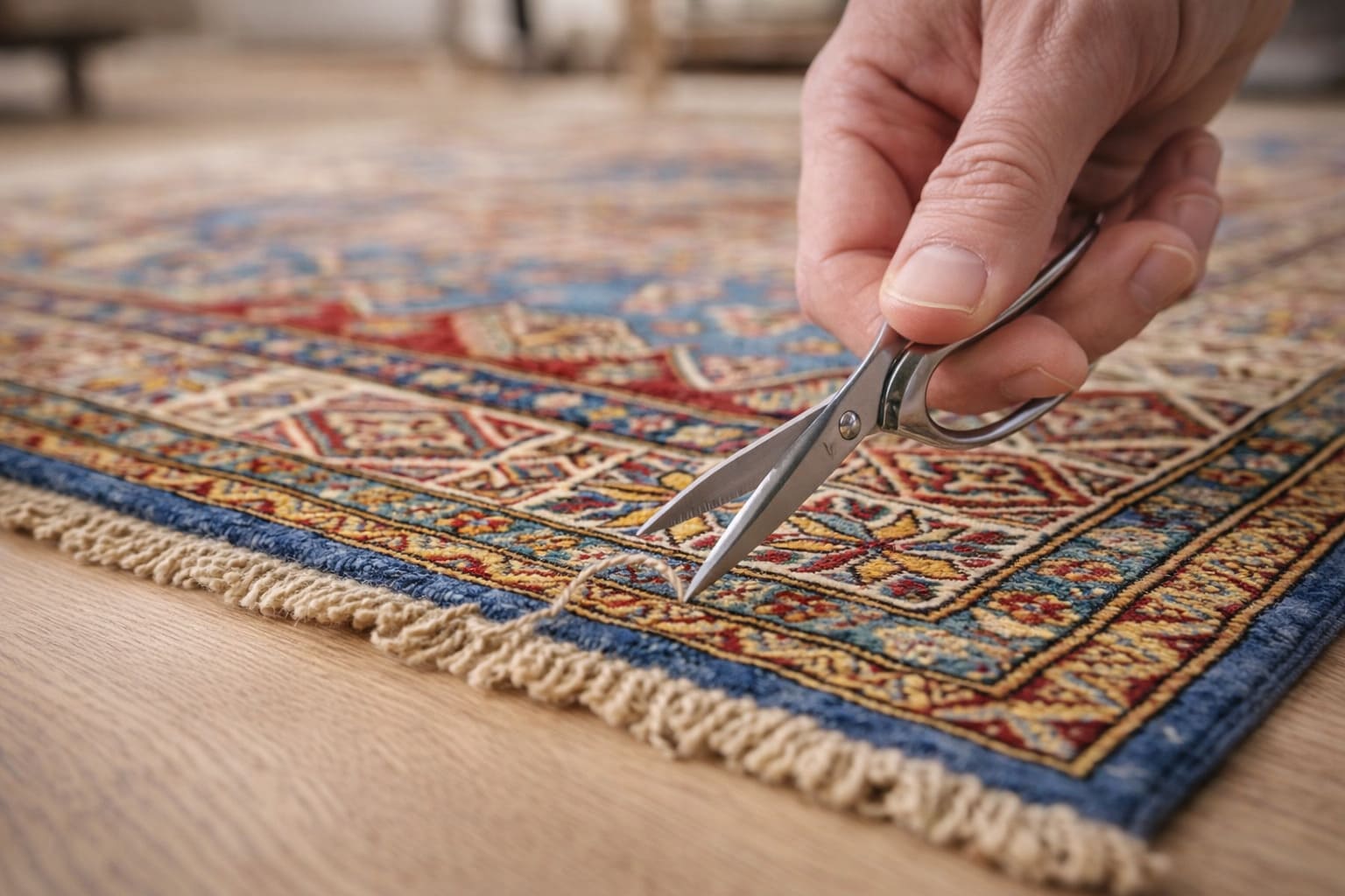 Abstehende Fäden am Teppich