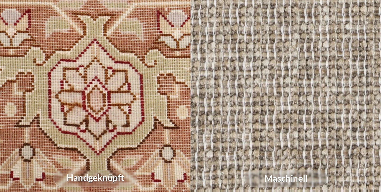 Handgeknüpfte und maschinelle Teppiche im Vergleich